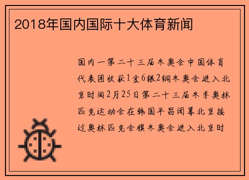 2018年国内国际十大体育新闻
