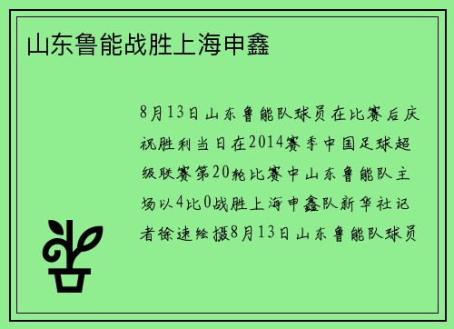 山东鲁能战胜上海申鑫